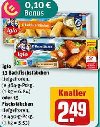 Iglo 13 Backfischstäbchen tiefgefroren