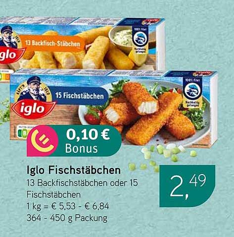 Iglo Fischstäbchen (13 Backfischstäbchen oder 15 Fischstäbchen)