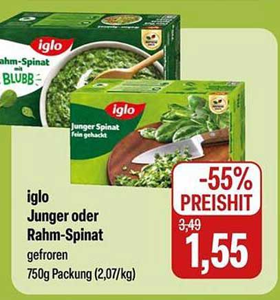 iglo Junger oder Rahm-Spinat gefroren 750g