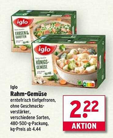 Iglo Rahm-Gemüse - Tiefgefroren in verschiedenen Sorten