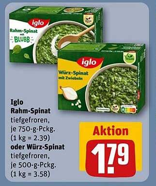 Iglo Rahm-Spinat oder Würz-Spinat tiefgefroren