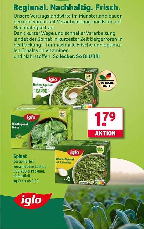 iglo Spinat, verschiedene Sorten, 500-750-g-Packung