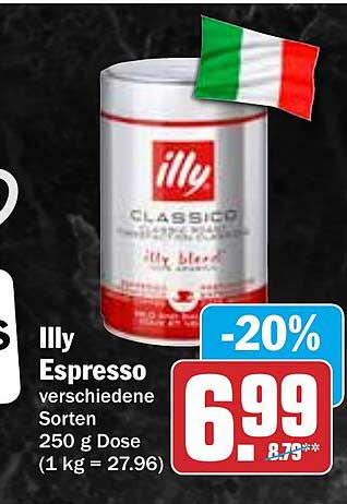 Illy Espresso verschiedene Sorten 250 g Dose