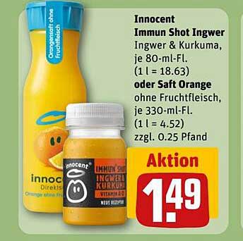 Innocent Immun Shot Ingwer & Kurkuma, je 80-ml-Fl.