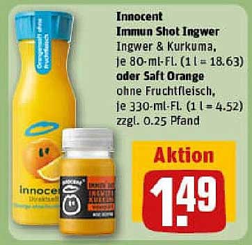 Innocent Immun Shot Ingwer & Kurkuma, Saft Orange