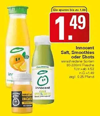 Innocent Saft, Smoothies oder Shots - verschiedene Sorten