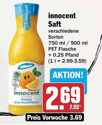 innocent Saft verschiedene Sorten 750 ml / 900 ml PET Flasche
