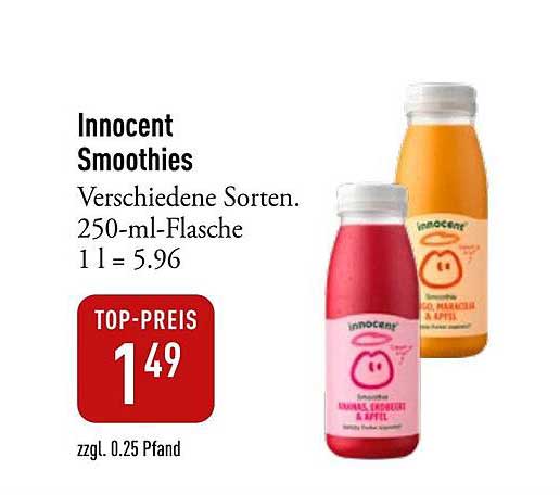 Innocent Smoothies, verschiedene Sorten, 250-ml-Flasche