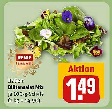 Italien: Blüten-Salat Mix je 100-g-Schale (1 kg = 14,90)