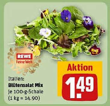 Italien: Blütensalat Mix je 100-g-Schale (1 kg = 14,90)