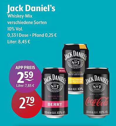 Jack Daniel's Whiskey-Mix verschiedene Sorten 10% Vol.