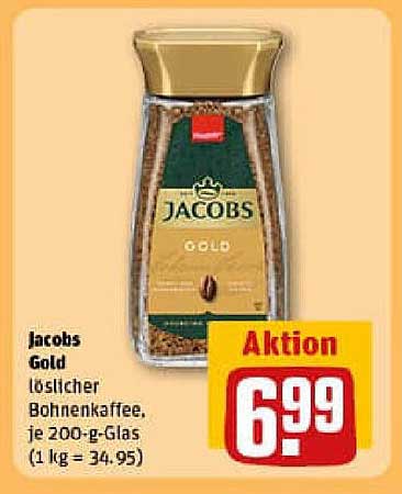 Jacobs Gold löslicher Bohnenkaffee, je 200-g-Glas