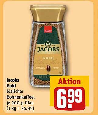 Jacobs Gold Löslicher Bohnenkaffee, je 200-g-Glas