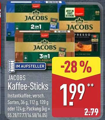 Jacobs Kaffee-Sticks – Instantkaffee in verschiedenen Sorten