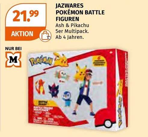 Jazwares Pokémon Battle Figuren - Ash & Pikachu 5er Multipack