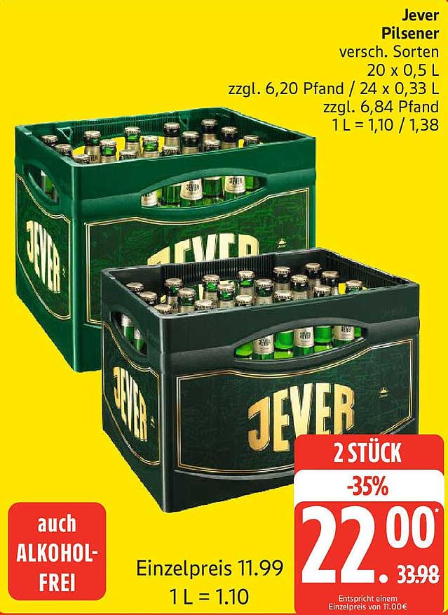 Jever Pilsener 20 x 0,5 L im Angebot