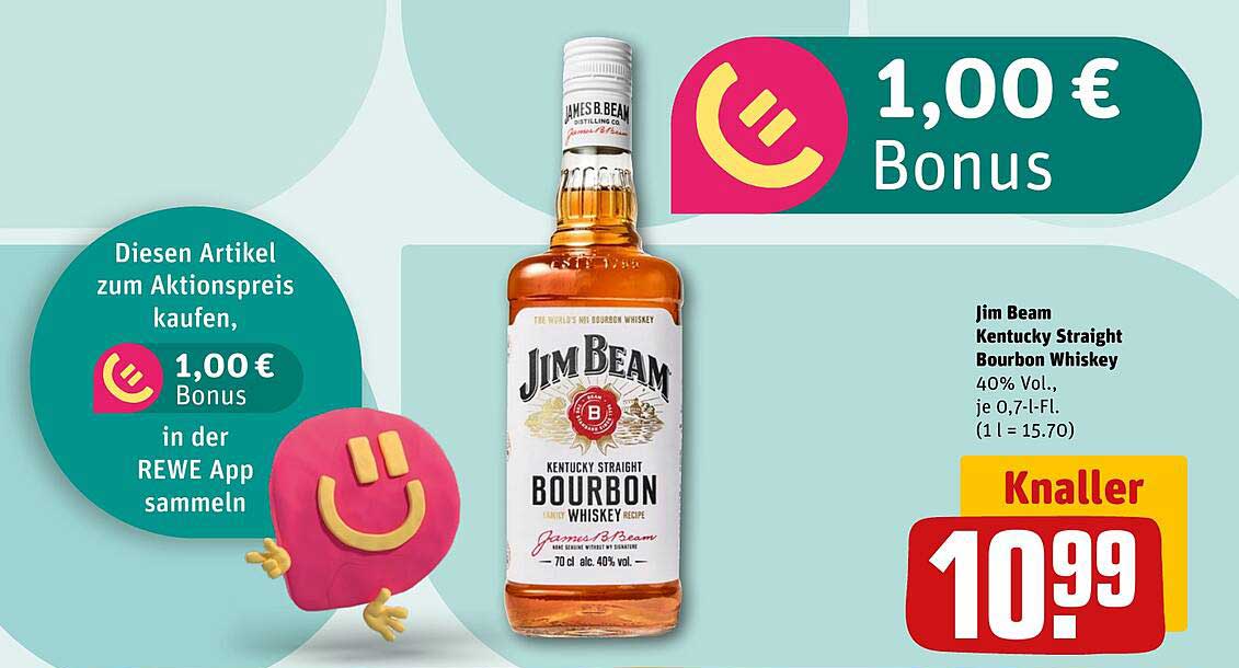 Jim Beam Kentucky Straight Bourbon Whiskey 0,7 l zum Aktionspreis