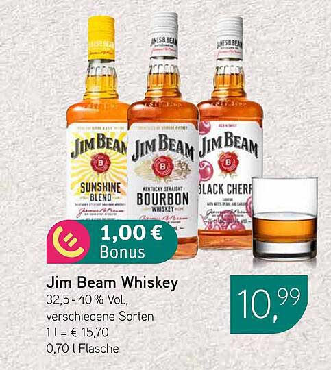 Jim Beam Whiskey 32,5 - 40% Vol., verschiedene Sorten