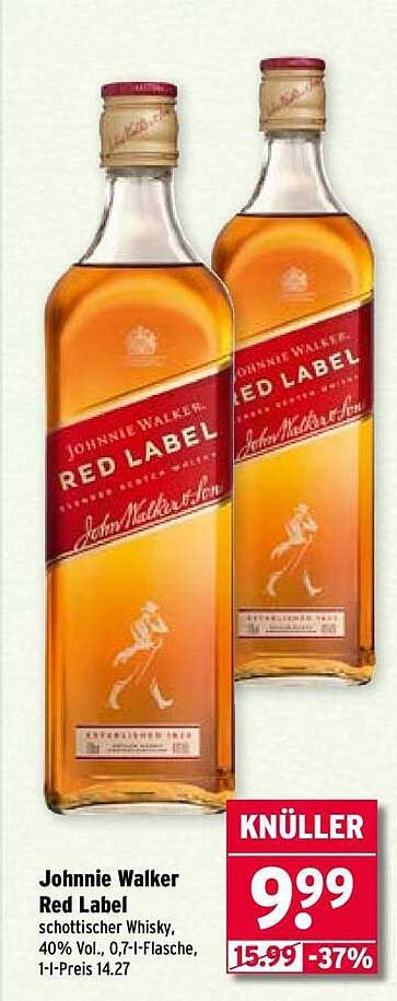 Johnnie Walker Red Label 0,7 l Flasche, 40% Vol.