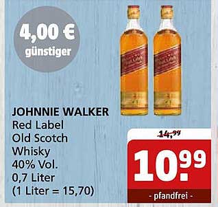 JOHNNIE WALKER Red Label Old Scotch Whisky 0,7 Liter