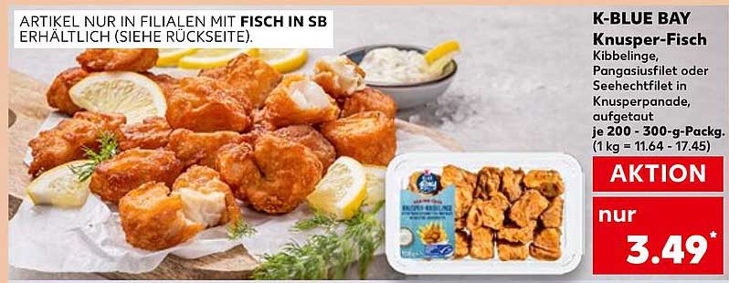 K-BLUE BAY Knusper-Fisch Kibbeline, Pangasiusfilet oder Seehechtfilet in Knusperpanade