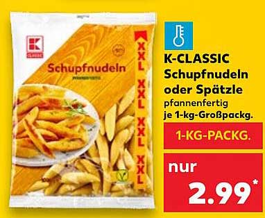 K-CLASSIC Schupfnudeln oder Spätzle – 1 kg Packung