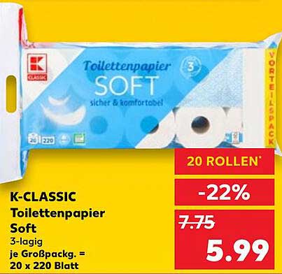 K-CLASSIC Toilettenpapier Soft 3-lagig - jetzt im Vorteilspack