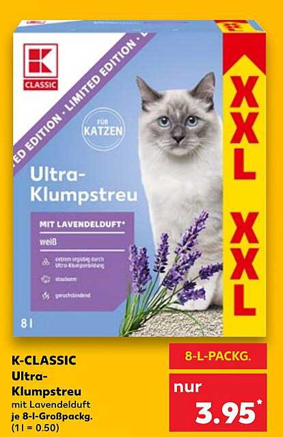 K-CLASSIC Ultra-Klumpstreu mit Lavendelduft 8L - Nur 3,95€