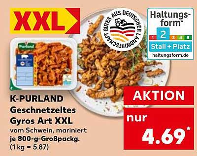 K-PURLAND Geschnetzeltes Gyros Art XXL 800 g