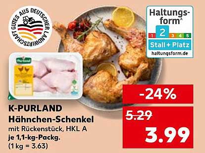 K-PURLAND Hähnchen-Schlenkel mit Rückenstück, HKL A je 1,1-kg-Packung