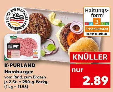 K-PURLAND Hamburger vom Rind, zum Braten