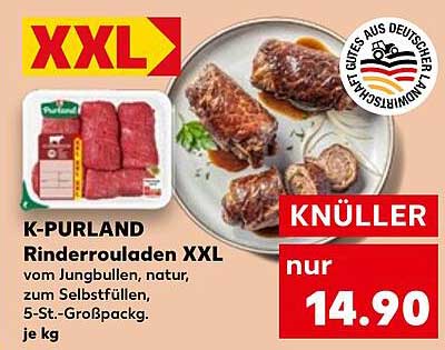 K-PURLAND Rinderrouladen XXL vom Jungbullen, natur, zum Selbstfüllen, 5-St.-Großpackung