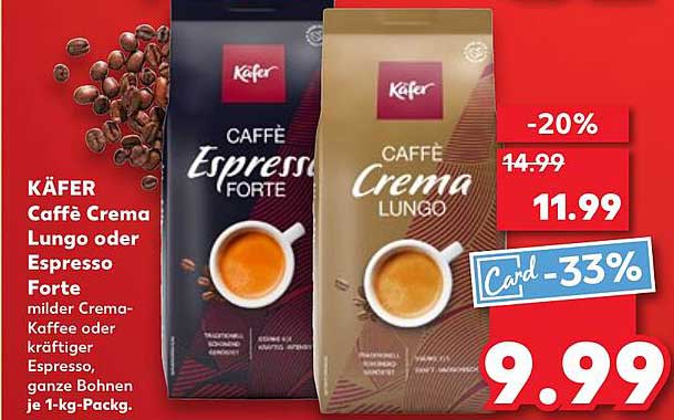 KÄFER Caffè Crema Lungo oder Espresso Forte 1-kg-Packung