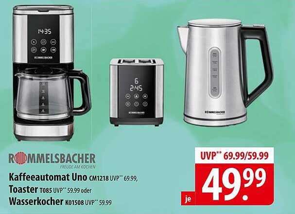 Kaffeeautomat Uno CM1218 UVP* 69,99, Toaster T085 UVP* 59,99 oder Wasserkocher KO1508 UVP* 59,99