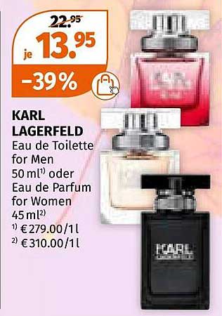 KARL LAGERFELD Eau de Toilette for Men 50 ml oder Eau de Parfum for Women 45 ml