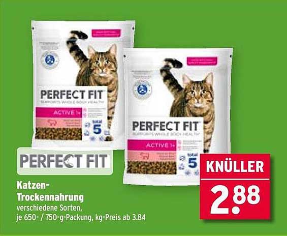 Katzen-Trockennahrung Perfect Fit, verschiedene Sorten, je 650- / 750-g-Packung