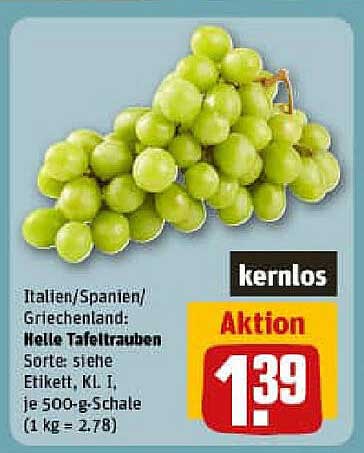 Kernlose Taf Trauben aus Italien, Spanien und Griechenland