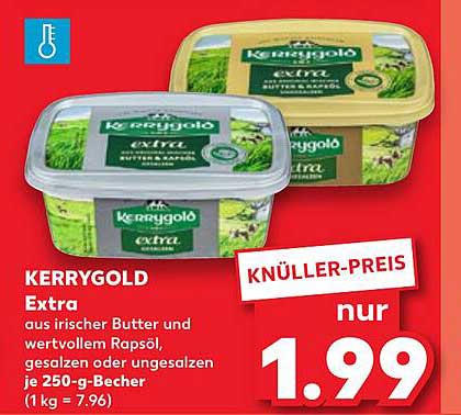 KERRYGOLD Extra aus irischer Butter und wertvollem Rapsöl, gesalzen oder ungesalzen je 250-g-Becher