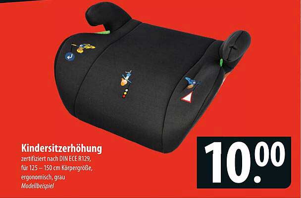 Kindersitzerhöhung zertifiziert nach DIN ECE R129 für 125 – 150 cm Körpergröße, ergonomisch, grau