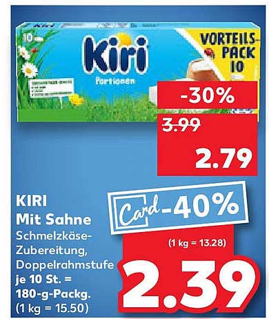 KIRI Mit Sahne Schmelzkäse-Zubereitung, Doppelrahmstufe