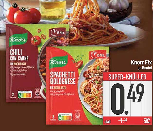 Knorr Fix Chili con Carne und Spaghetti Bolognese je Beutel