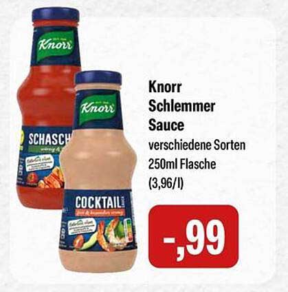 Knorr Schlemmer Sauce - verschiedene Sorten 250ml Flasche