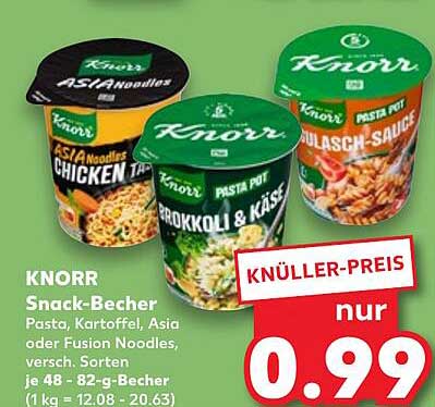 KNORR Snack-Becher - Pasta, Kartoffel, Asia oder Fusion Noodles