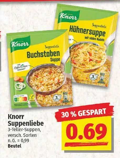 Knorr Suppenliebe 3-Teller-Suppen, verschiedene Sorten