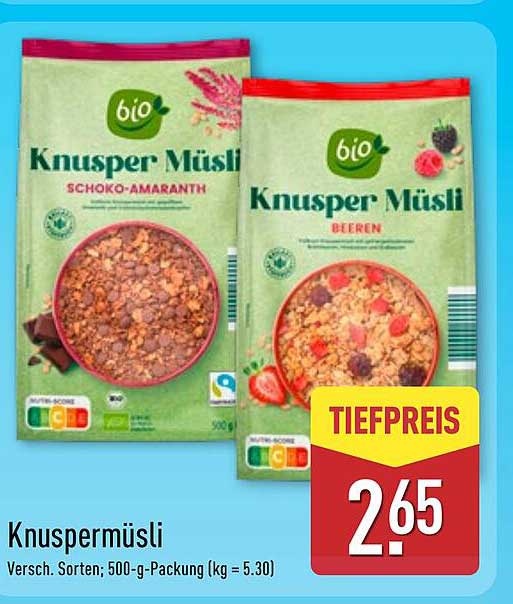 Knuspermüsli Versch. Sorten; 500-g-Packung