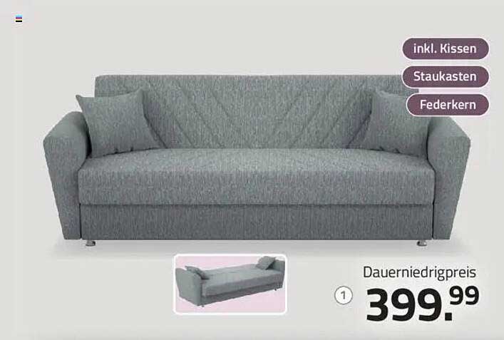 Komfortable Schlafcouch mit Stauraum - nur für kurze Zeit