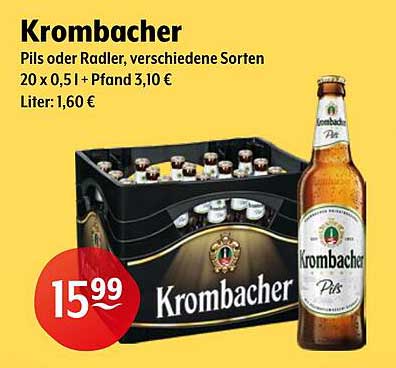 Krombacher Pils oder Radler – 20 x 0,5 l + Pfand 3,10 €