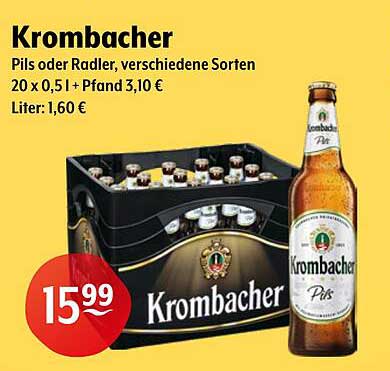 Krombacher Pils oder Radler – 20 x 0,51 l