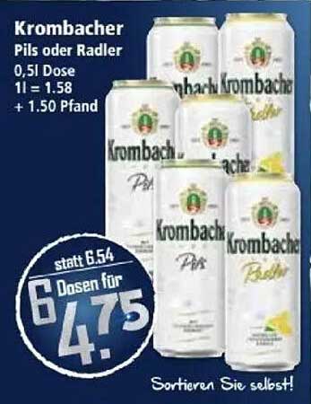 Krombacher Pils oder Radler – 6 Dosen für nur 4,75 €
