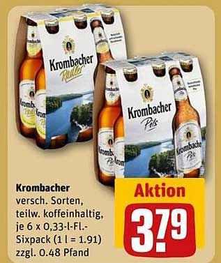 Krombacher vers. Sorten, teilw. koffeinhaltig, je 6 x 0,33-l-Fl.-Sixpack